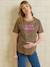 Organic Cotton* T-Shirt with Slogan, for Maternity cappuccino+ecru+khaki - vertbaudet enfant 