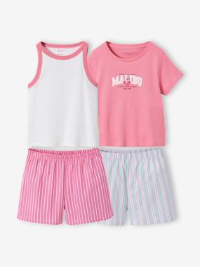 Fille-Lot 2 pyjashort manches courtes