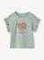 Girl's short-sleeved t-shirt with romantic pattern and frill detail ecru+navy blue+rose+sage green - vertbaudet enfant 