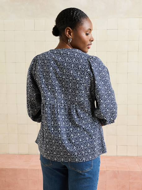 Balloon sleeve nursing blouse navy blue - vertbaudet enfant 