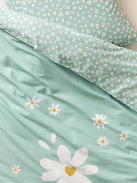 Duvet Cover & Pillowcase Set for Children, MARGUERITE printed blue - vertbaudet enfant 