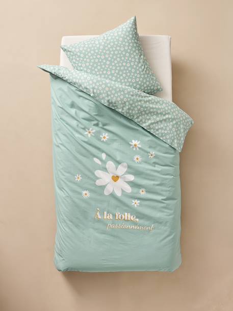 Duvet Cover & Pillowcase Set for Children, MARGUERITE printed blue - vertbaudet enfant 