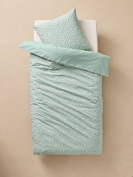 Duvet Cover & Pillowcase Set for Children, MARGUERITE printed blue - vertbaudet enfant 