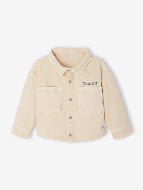 Shirt with Press Studs for Babies sandy beige+taupe - vertbaudet enfant 