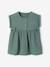 Dress in Cotton Gauze for Babies GREEN MEDIUM SOLID+ochre - vertbaudet enfant 