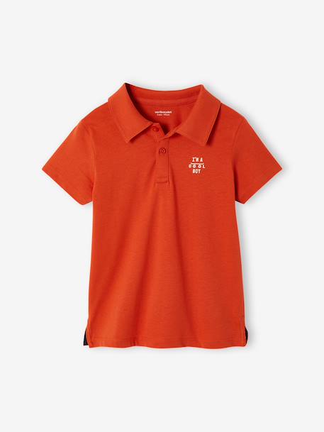 Set of 2 Plain, Short Sleeve Polo Shirts, for Boys aqua green+BLUE LIGHT SOLID WITH DESIGN+orange - vertbaudet enfant 