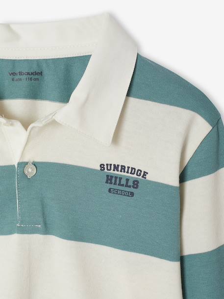 Striped Polo Shirt for Boys aqua green+green+marl grey+navy blue - vertbaudet enfant 