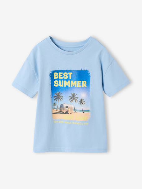 Boy's short-sleeved t-shirt pecan nut+sky blue - vertbaudet enfant 