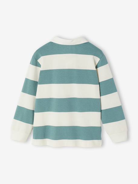 Striped Polo Shirt for Boys aqua green+green+marl grey+navy blue - vertbaudet enfant 