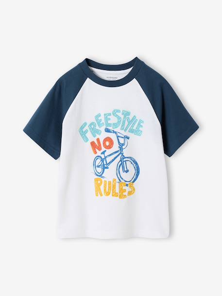 Boy's short-sleeved t-shirt emerald green+ocean blue - vertbaudet enfant 