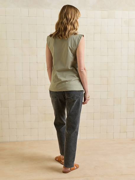Sleeveless organic cotton nursing clothes t-shirt beige+khaki - vertbaudet enfant 