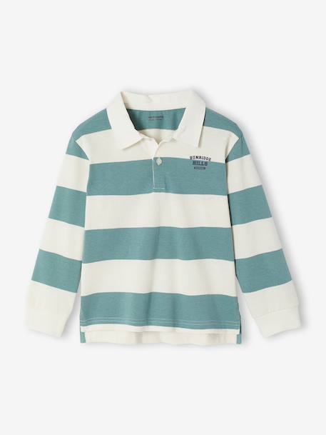 Polo rayé garçon gris chiné+marine+vert+vert d'eau - vertbaudet enfant 