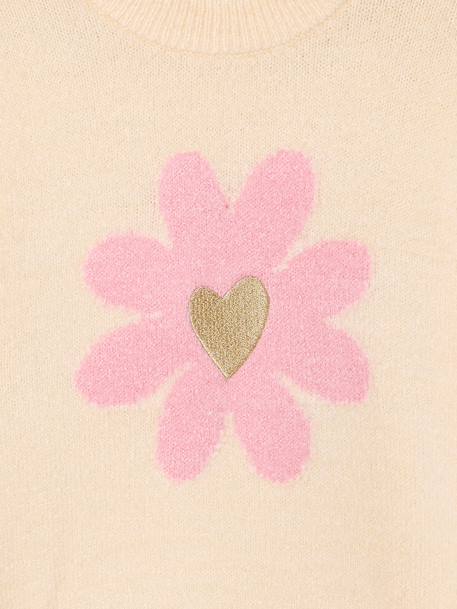 Jumper with flowers for girls vanilla - vertbaudet enfant 