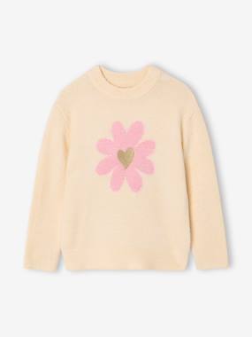 Girls-Cardigans, Jumpers & Sweatshirts-Jumpers-Jumper with flowers for girls 