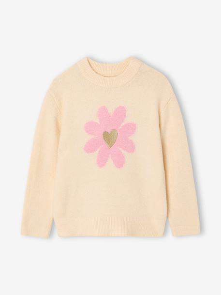 Jumper with flowers for girls vanilla - vertbaudet enfant 