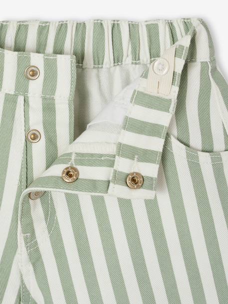 Girl's twill shorts ecru+sage green - vertbaudet enfant 