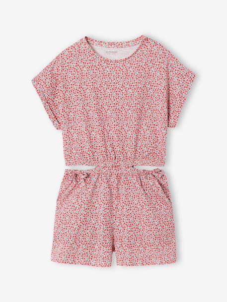 Girl's jersey playsuit ecru+multicoloured - vertbaudet enfant 