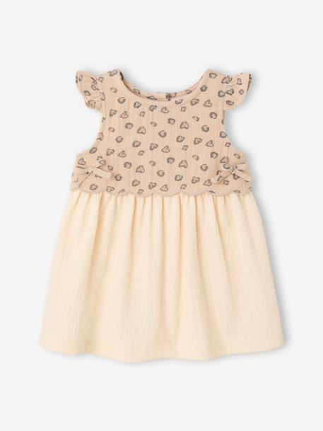 Two-fabric baby girl's dress vanilla - vertbaudet enfant 
