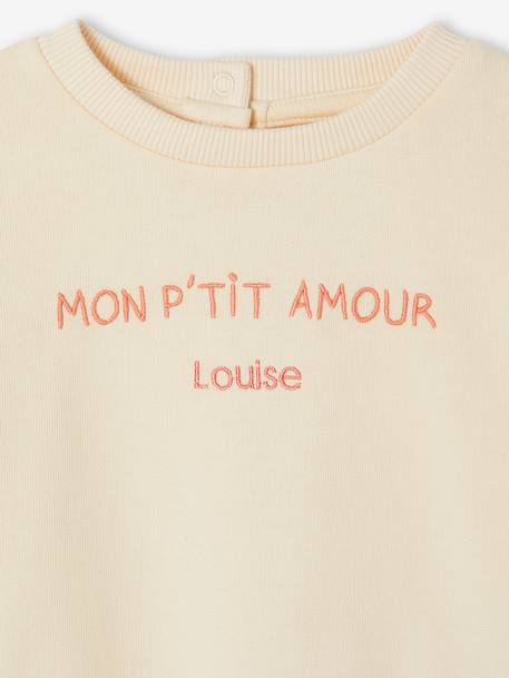 Customisable baby girl's sweatshirt pecan nut+vanilla - vertbaudet enfant 