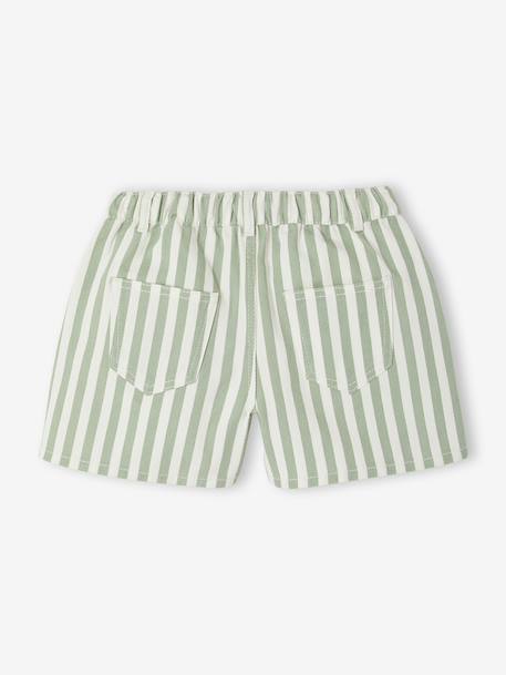 Girl's twill shorts ecru+sage green - vertbaudet enfant 