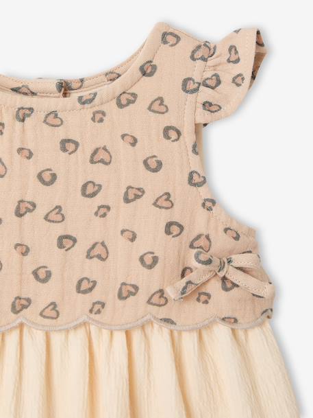Two-fabric baby girl's dress vanilla - vertbaudet enfant 