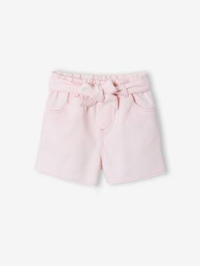 Fille-Short fille twill ceinture à nouer