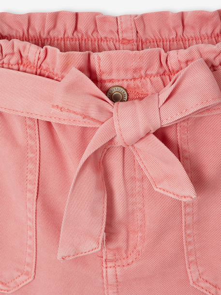 Paperbag Shorts for Girls ecru+rose+tomato red - vertbaudet enfant 