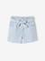Girl's twill shorts with tie belt rose+striped blue+vanilla - vertbaudet enfant 
