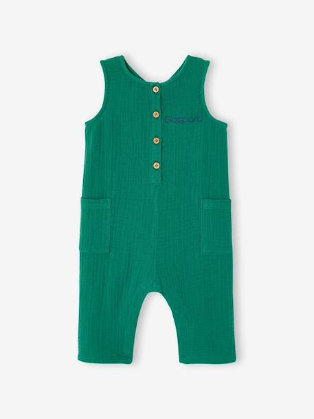 Cotton Gauze Jumpsuit emerald green - vertbaudet enfant 