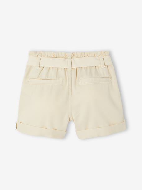 Paperbag Shorts for Girls ecru+rose+tomato red - vertbaudet enfant 