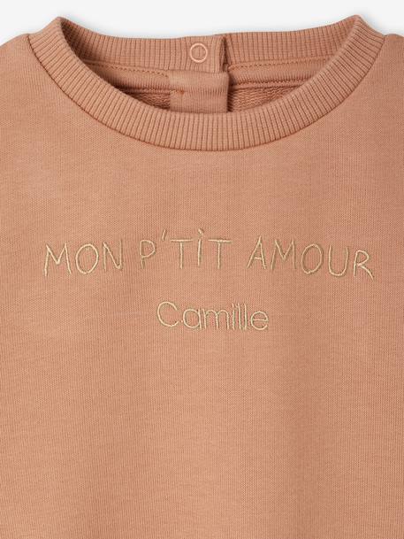 Customisable baby girl's sweatshirt pecan nut+vanilla - vertbaudet enfant 