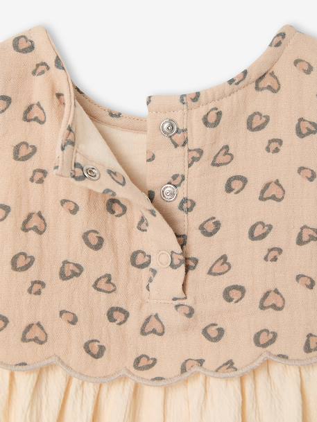 Two-fabric baby girl's dress vanilla - vertbaudet enfant 