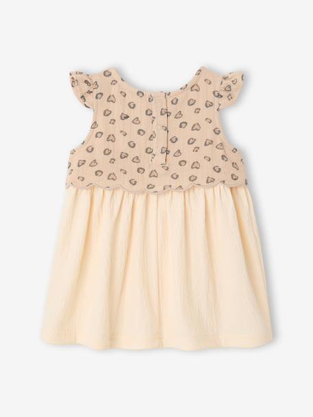 Two-fabric baby girl's dress vanilla - vertbaudet enfant 