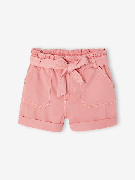 Short fille style paperbag écru+rose+tomette - vertbaudet enfant 