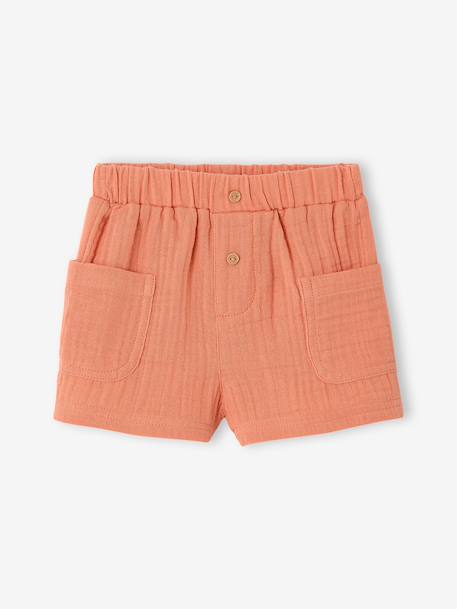 Cotton muslin short for babies orange+sandy beige - vertbaudet enfant 
