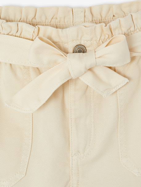 Paperbag Shorts for Girls ecru+rose+tomato red - vertbaudet enfant 