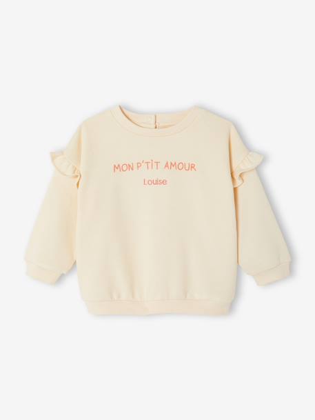 Customisable baby girl's sweatshirt pecan nut+vanilla - vertbaudet enfant 