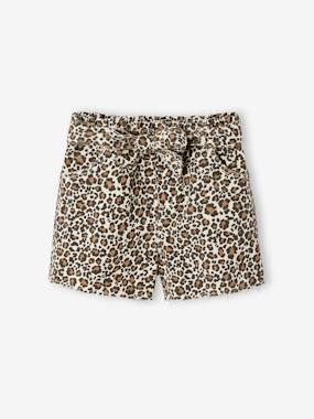 Girls-Girl's twill shorts with tie belt