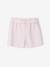 Girl's twill shorts with tie belt rose+striped blue+vanilla - vertbaudet enfant 