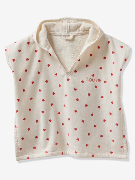 Customisable recycled cotton baby poncho MY HEART printed pink - vertbaudet enfant 