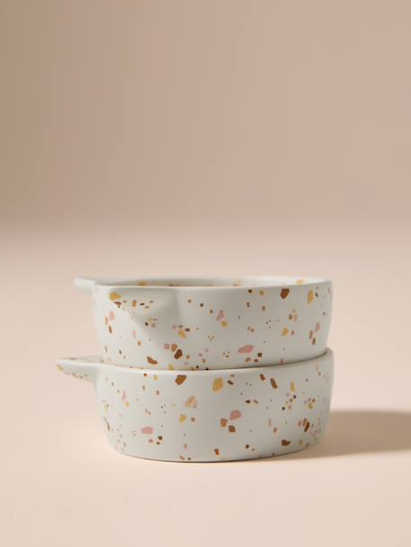 Set of 2 Ceramic Cat Bowls, FAMILY ecru+printed white - vertbaudet enfant 