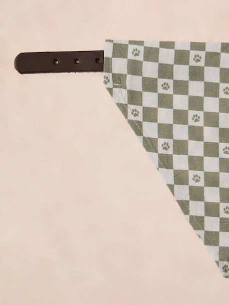 Cotton dog bandana chequered beige+printed brown+printed white - vertbaudet enfant 