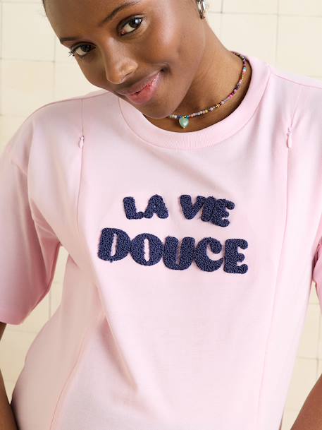 Organic cotton nursing clothes short-sleeved T-shirt rose - vertbaudet enfant 