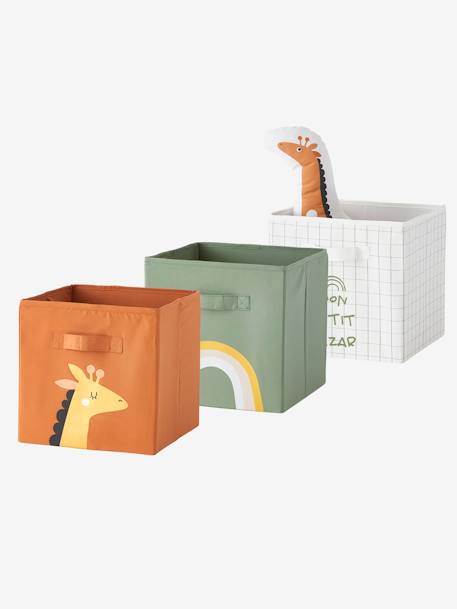 Set of 3 Storage Boxes, Tanzanie Green/Print - vertbaudet enfant 