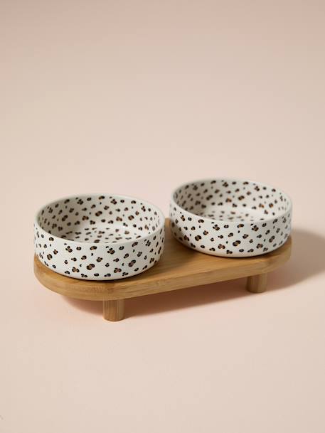 Lot 2 gamelles céramique avec support blanc imprimé - vertbaudet enfant 