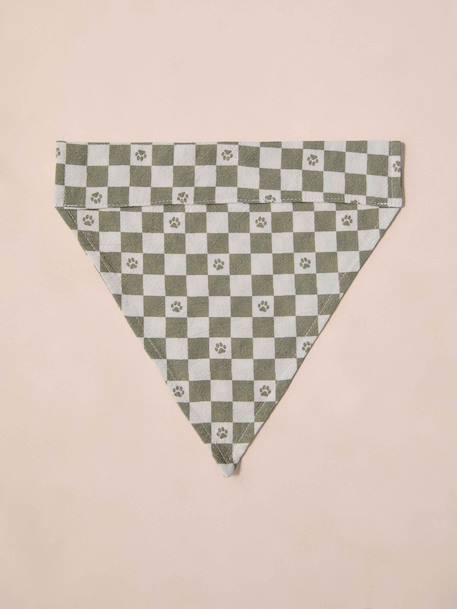 Bandana chien coton blanc imprimé+carreaux beige+marron imprimé - vertbaudet enfant 
