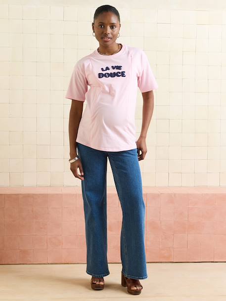 T-shirt manches courtes allaitement coton bio rose - vertbaudet enfant 
