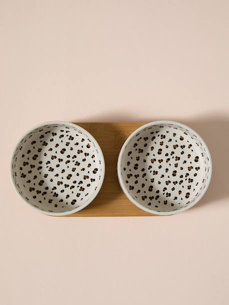 Lot 2 gamelles céramique avec support blanc imprimé - vertbaudet enfant 