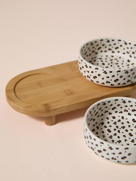 Pack of 2 ceramic bowls with stand printed white - vertbaudet enfant 