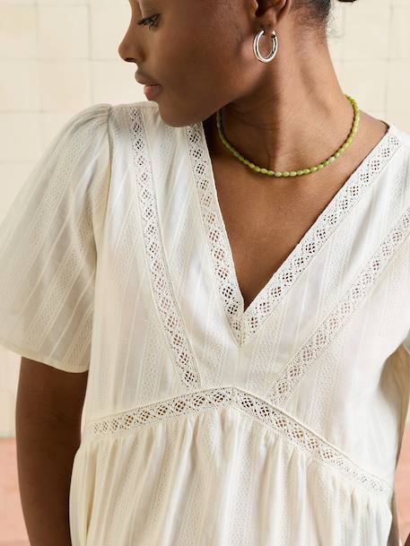 Maternity blouse with V-neck ecru - vertbaudet enfant 